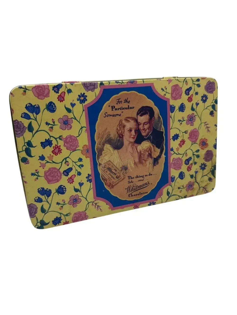 Vintage Candy Tin Whitman's Chocolates Hinged Metal Box  150th Anniversary Box